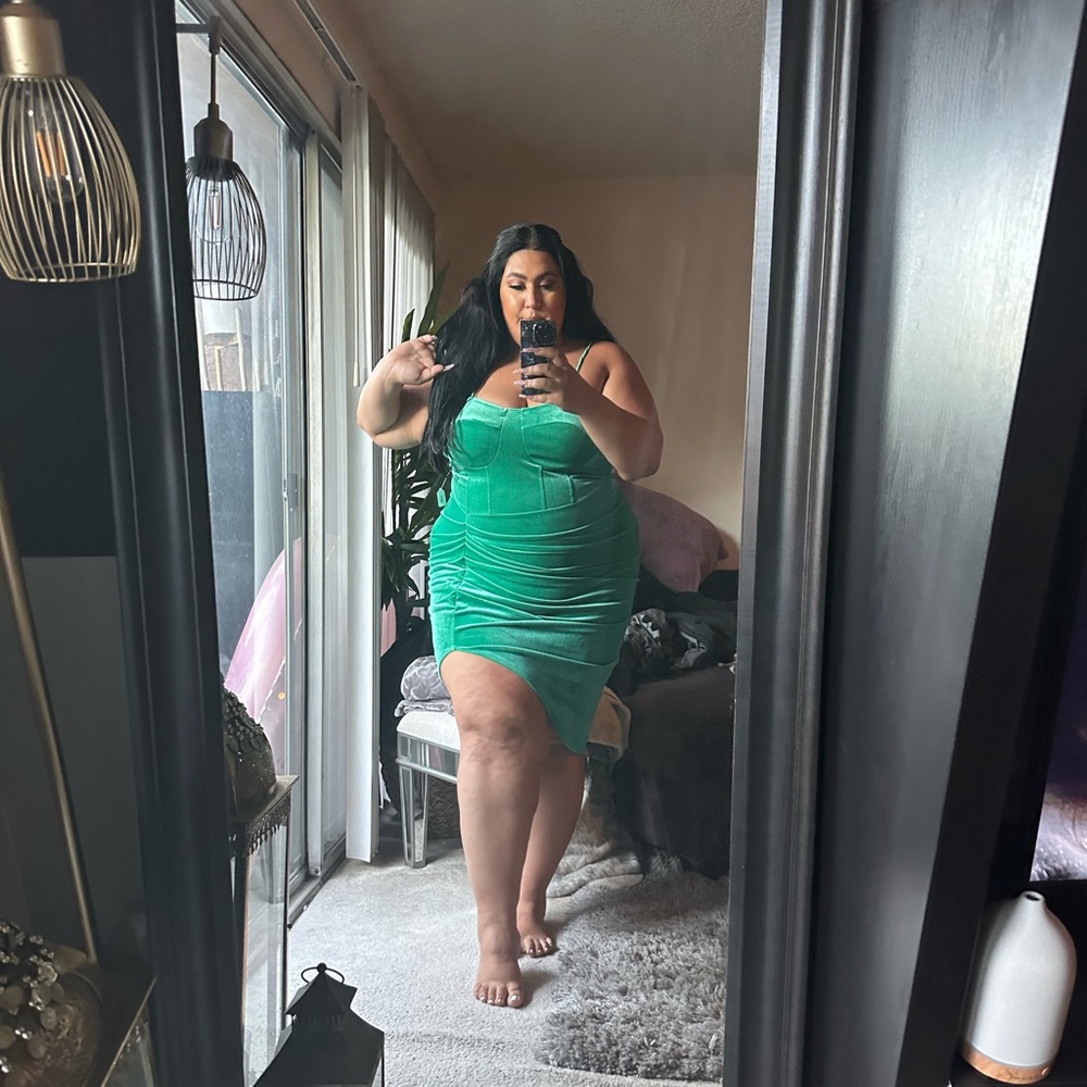 Green velvet dress